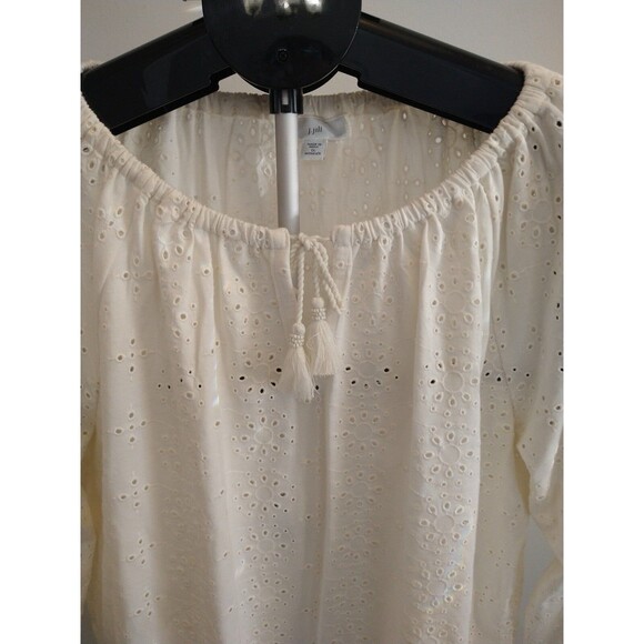 J Jill Eyelet  blouse Cream Sz 1x Cottage Core, Boho, Feminine Beachy - Picture 3 of 11